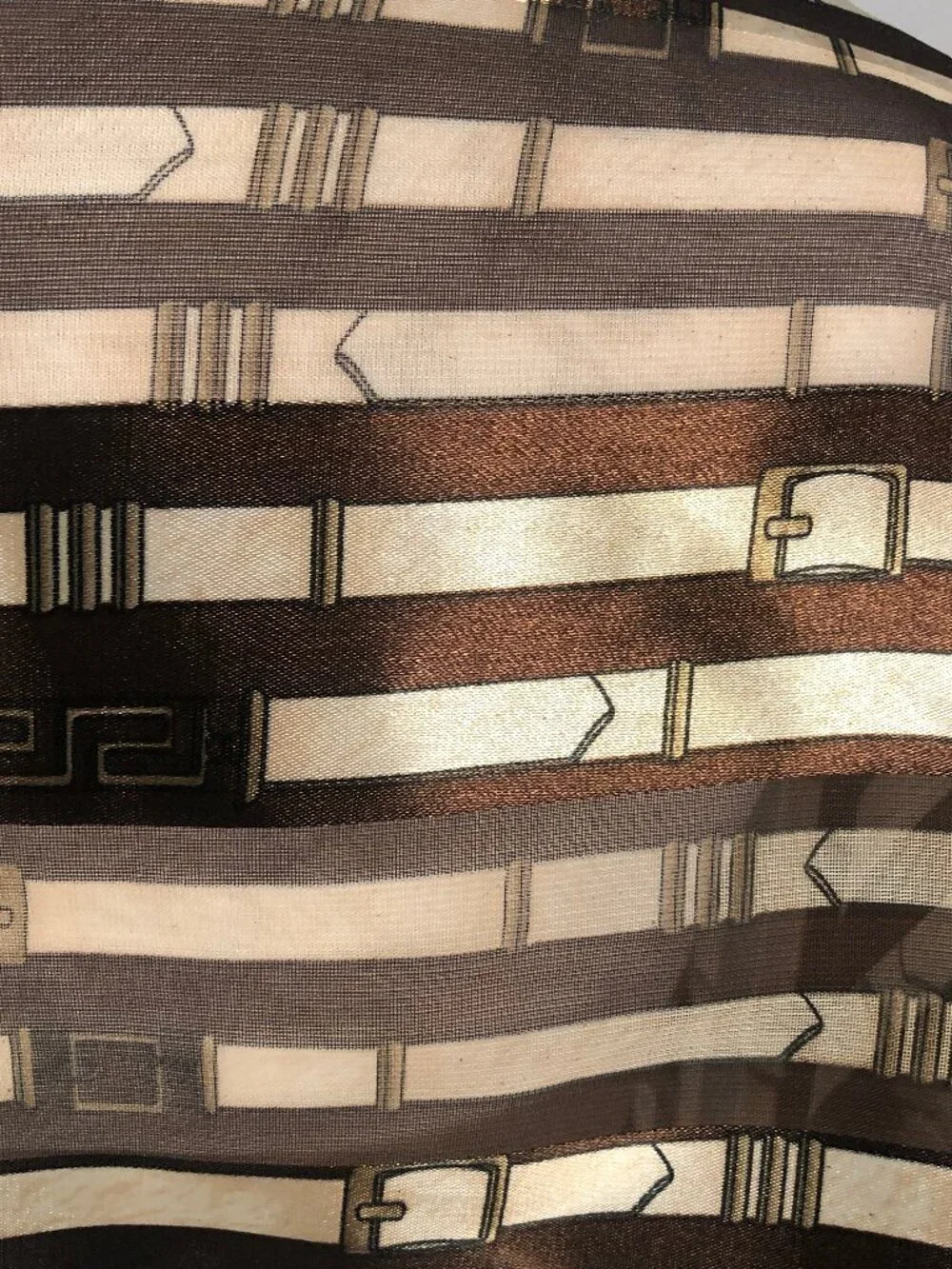 Vintage Metallic Geometric Chiffon Scarf — Korea Made | Quiet Luxury Sheer State